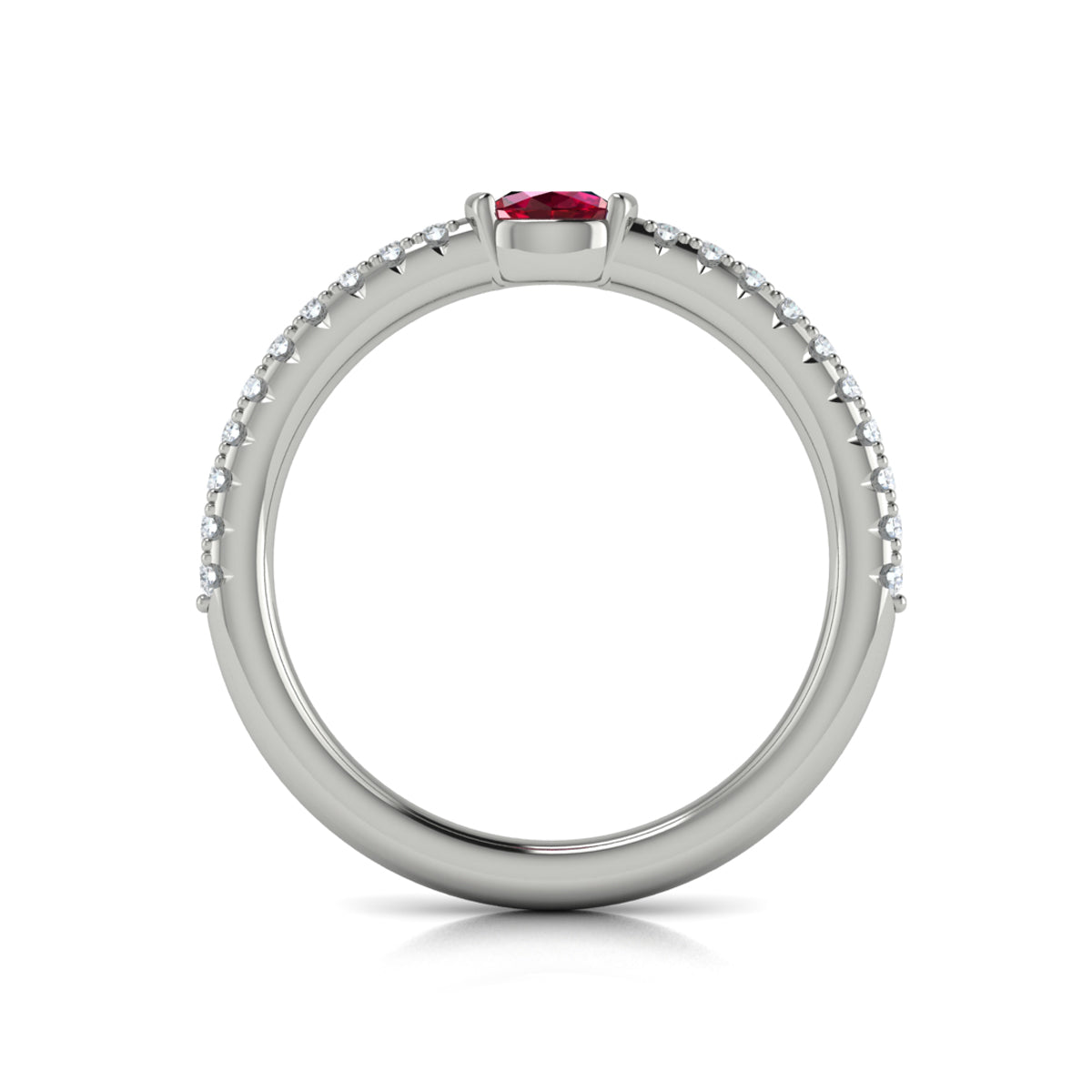 Diamond and Oval Ruby Centerstone Ring