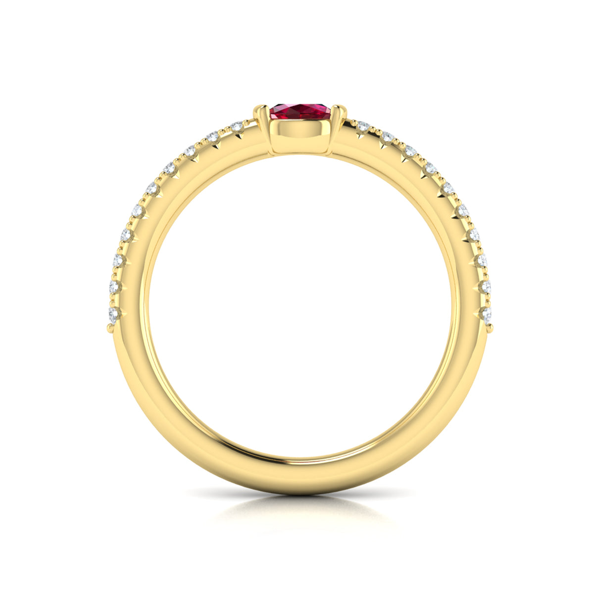 Diamond and Oval Ruby Centerstone Ring