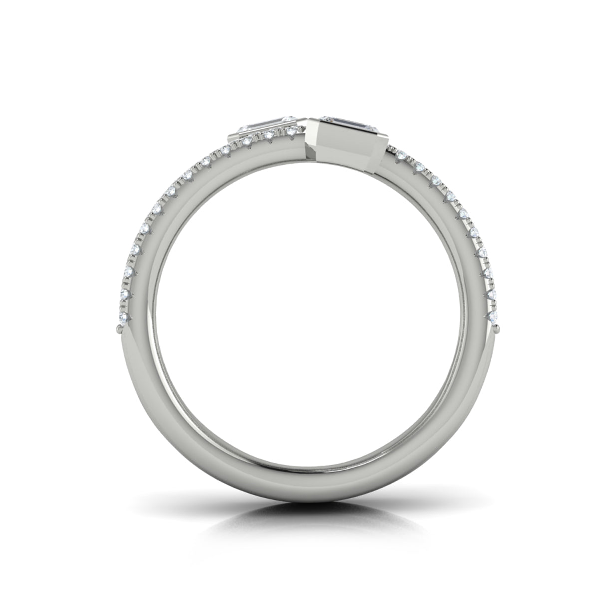 Diamond Three Row Diamond Baguette Wrap Ring