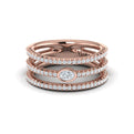 Diamond Open Three Row and Oval Centerstone  Ring