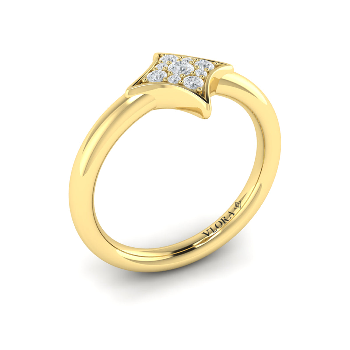 Channel Set Diamond Cluster Vlora Star Ring