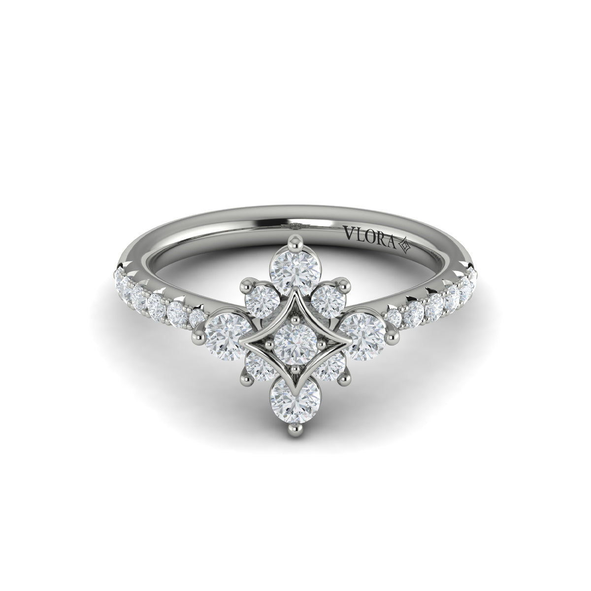 Floating Diamond Floral and Vlora Star Ring