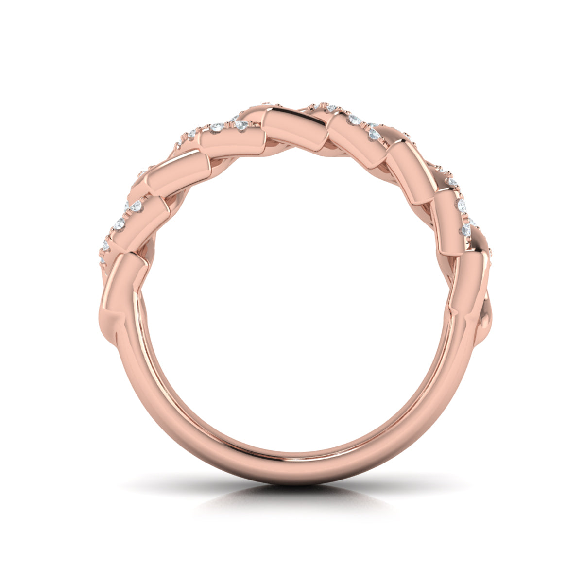 Diamond Interlaced Open Honeycomb Link Ring