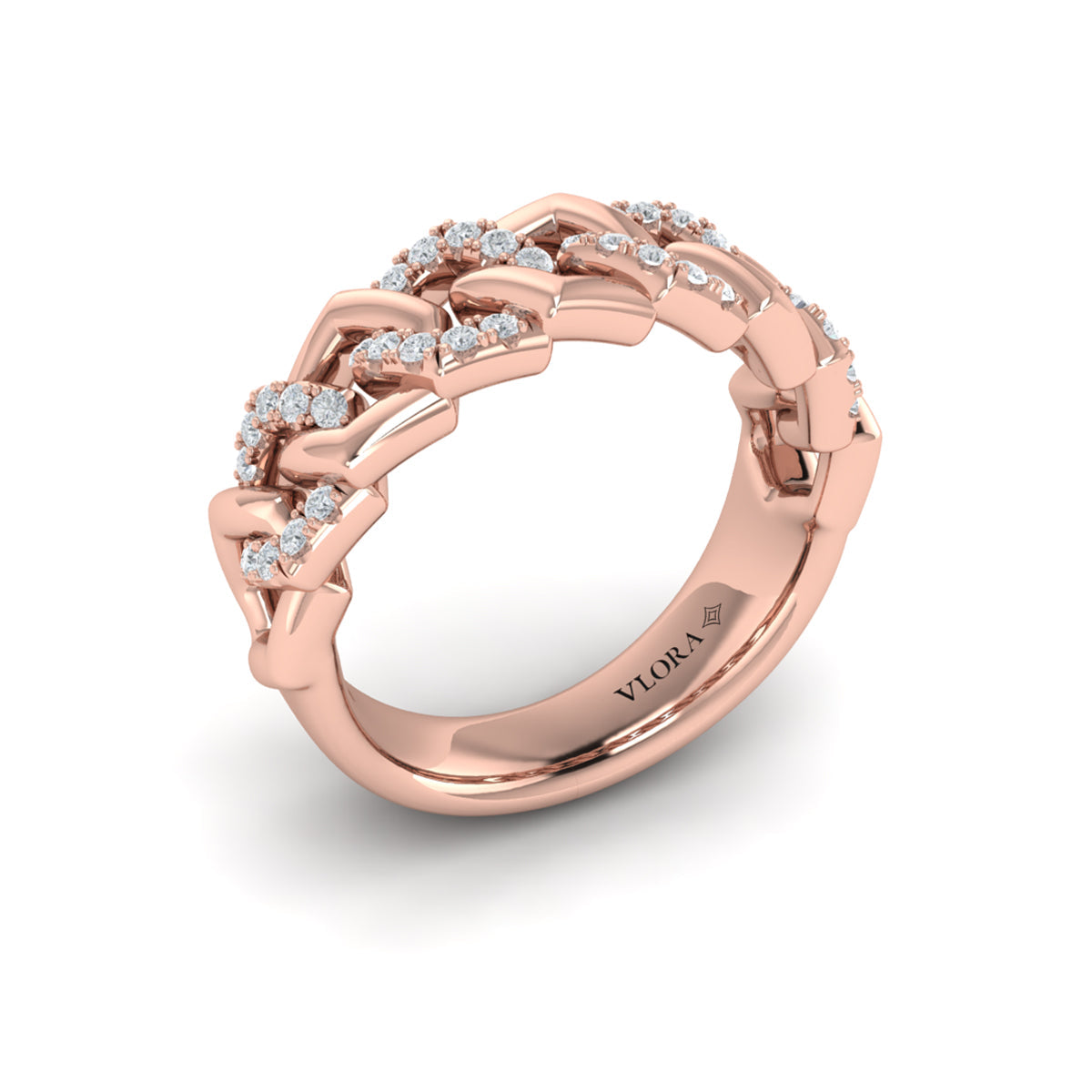Diamond Interlaced Open Honeycomb Link Ring