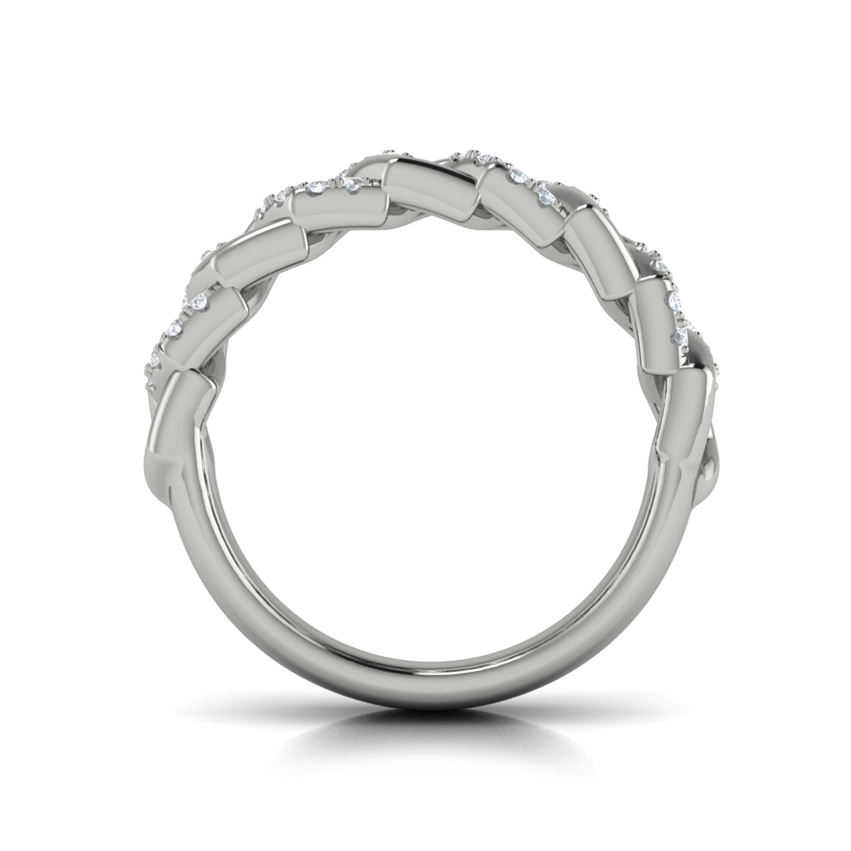 Diamond Interlaced Open Honeycomb Link Ring