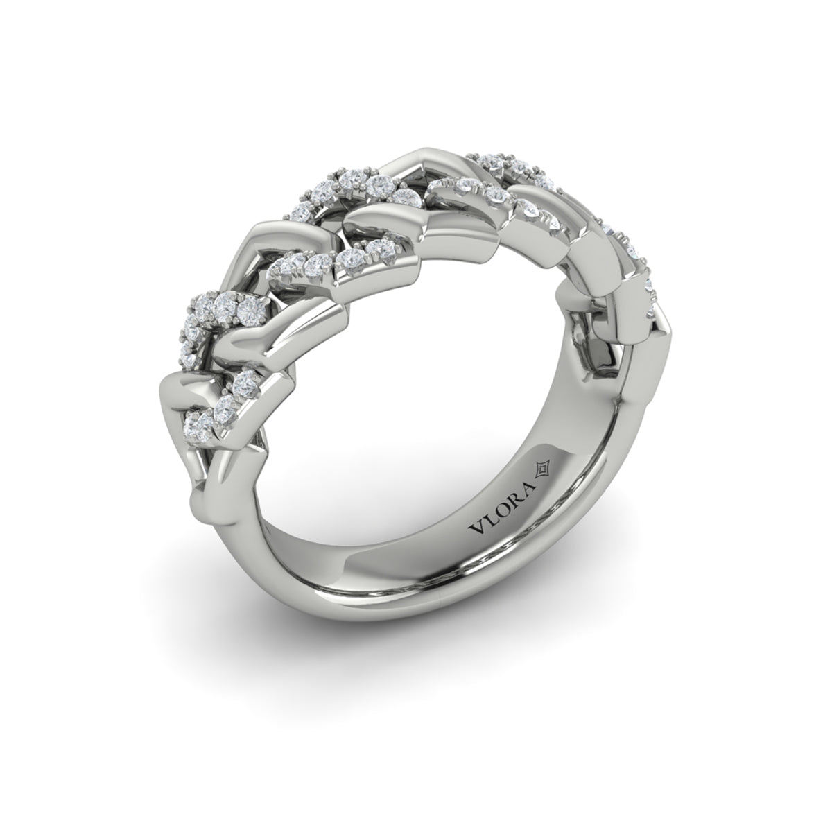 Diamond Interlaced Open Honeycomb Link Ring