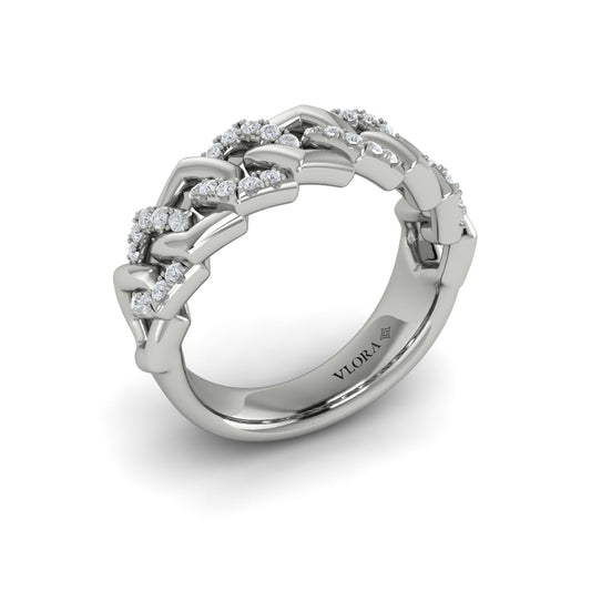 Diamond Interlaced Open Honeycomb Link Ring