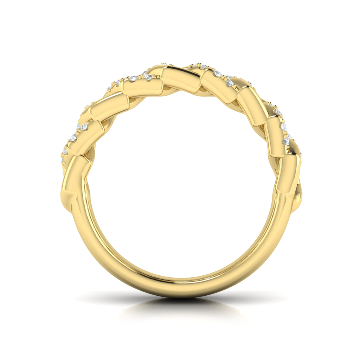 Diamond Interlaced Open Honeycomb Link Ring