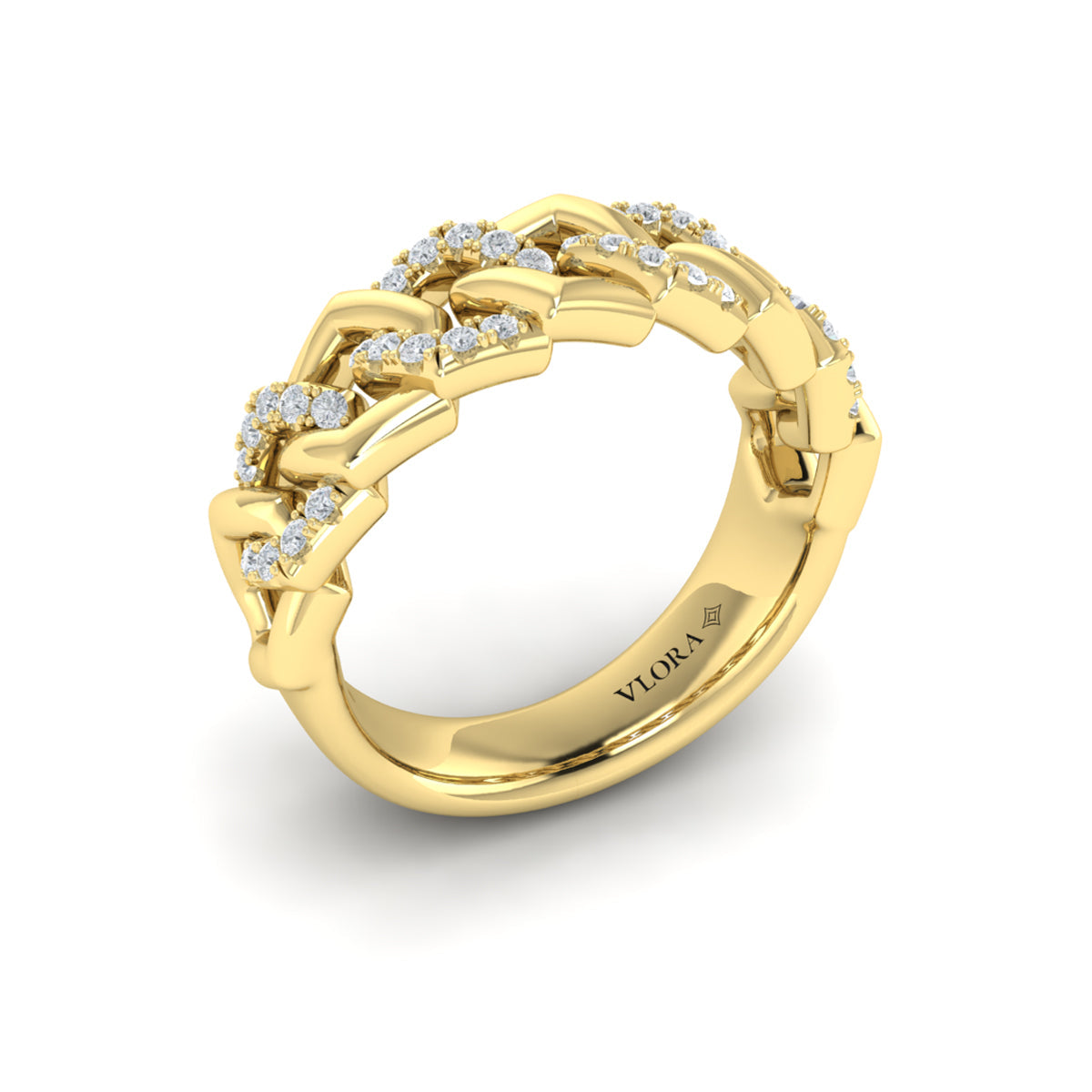 Diamond Interlaced Open Honeycomb Link Ring
