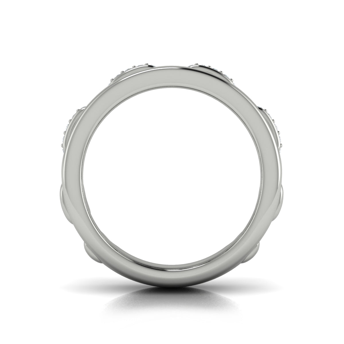 Channel Set Link with Diamonds Ring