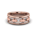 Reverse Channel Set Link with Diamonds Ring