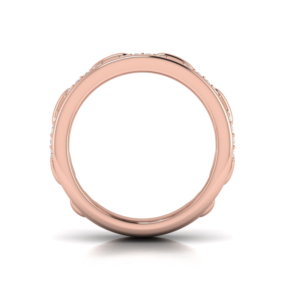 Reverse Channel Set Link with Diamonds Ring