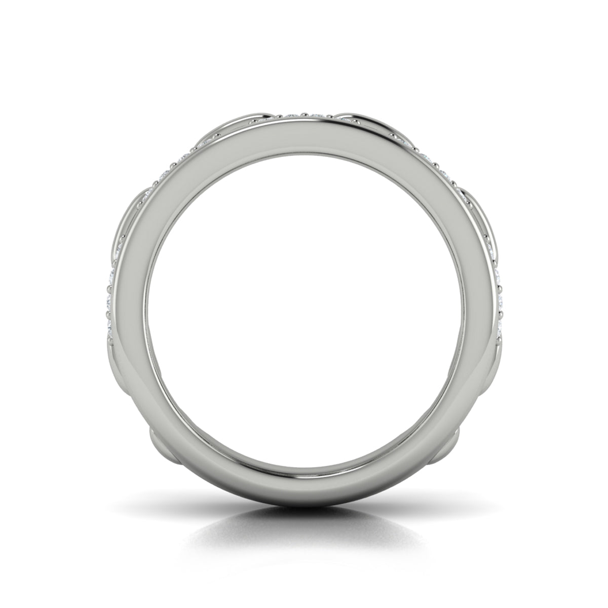 Reverse Channel Set Link with Diamonds Ring