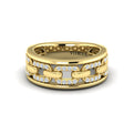 Reverse Channel Set Link with Diamonds Ring
