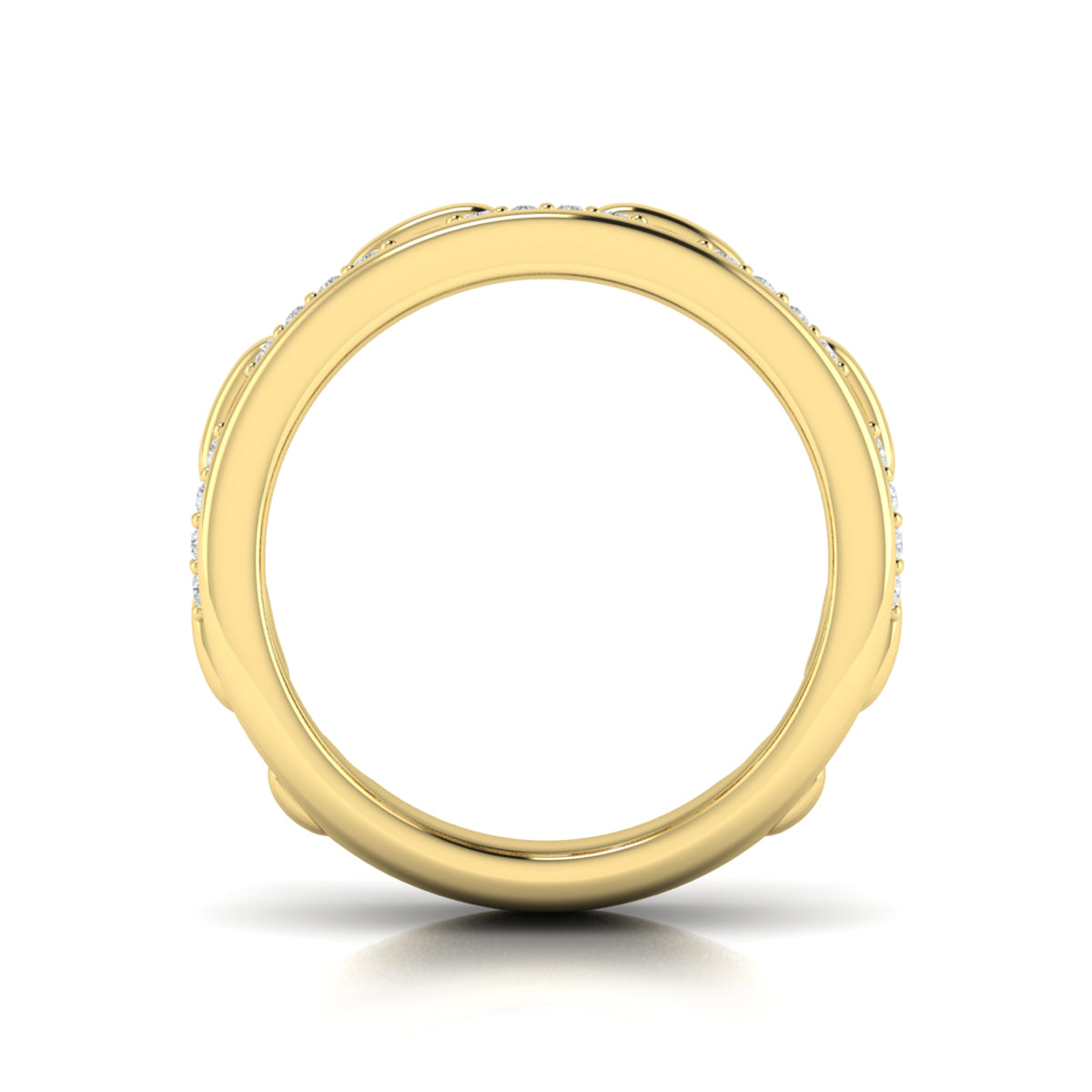 Reverse Channel Set Link with Diamonds Ring