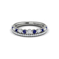 Diamond and Blue Sapphire Two Row Ring