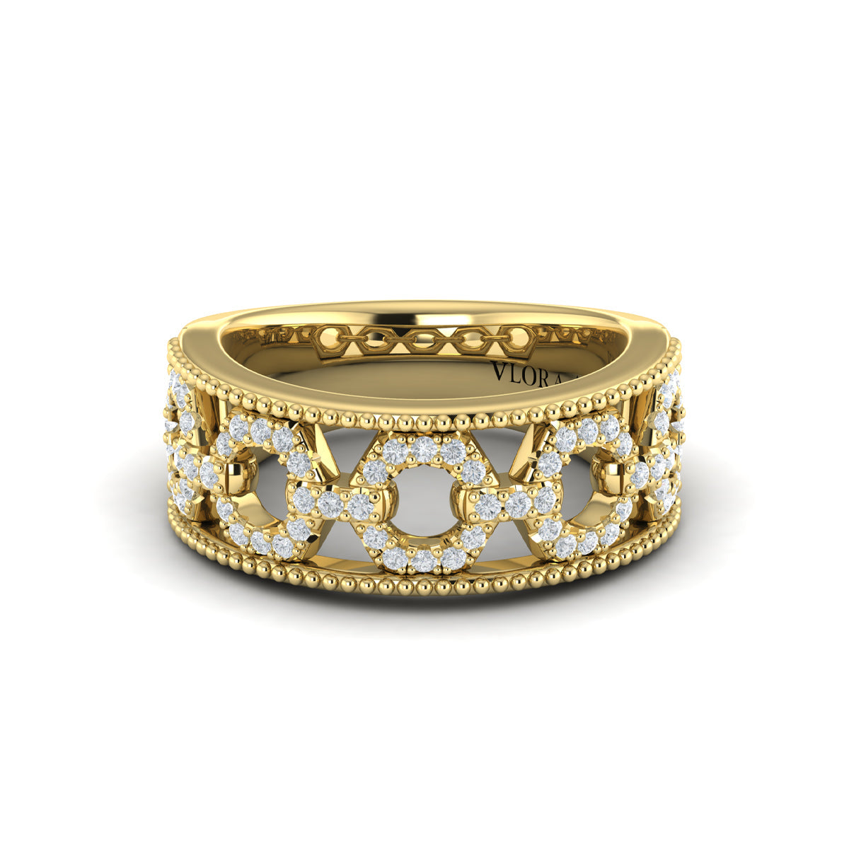 Diamond Open Honeycomb Link Ring