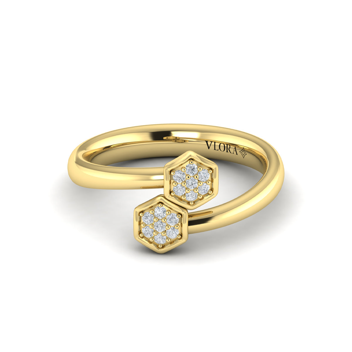 Diamond Cluster Honeycomb Wrap Ring