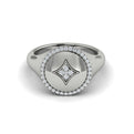 Center Star Diamonds and Bezel Signet Ring