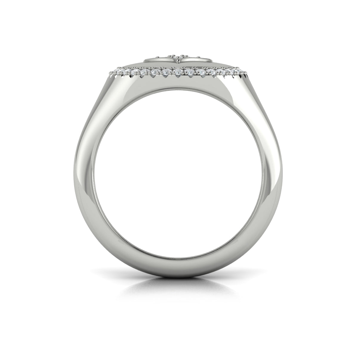 Center Star Diamonds and Bezel Signet Ring