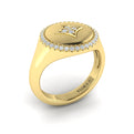 Center Star Diamonds and Bezel Signet Ring