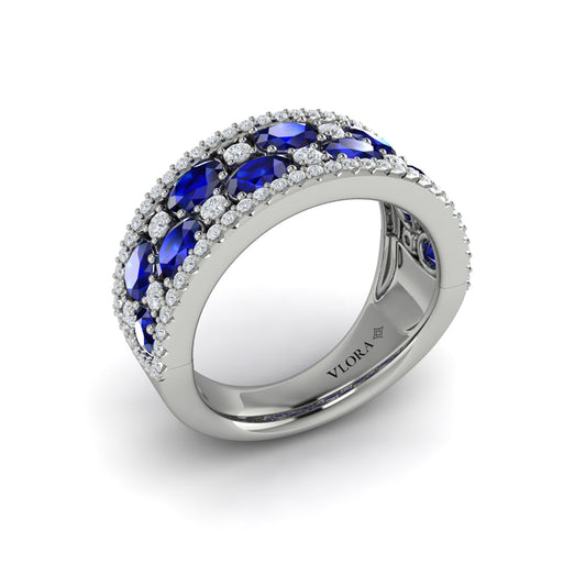 Multi Diamond and Sapphire Statement Ring