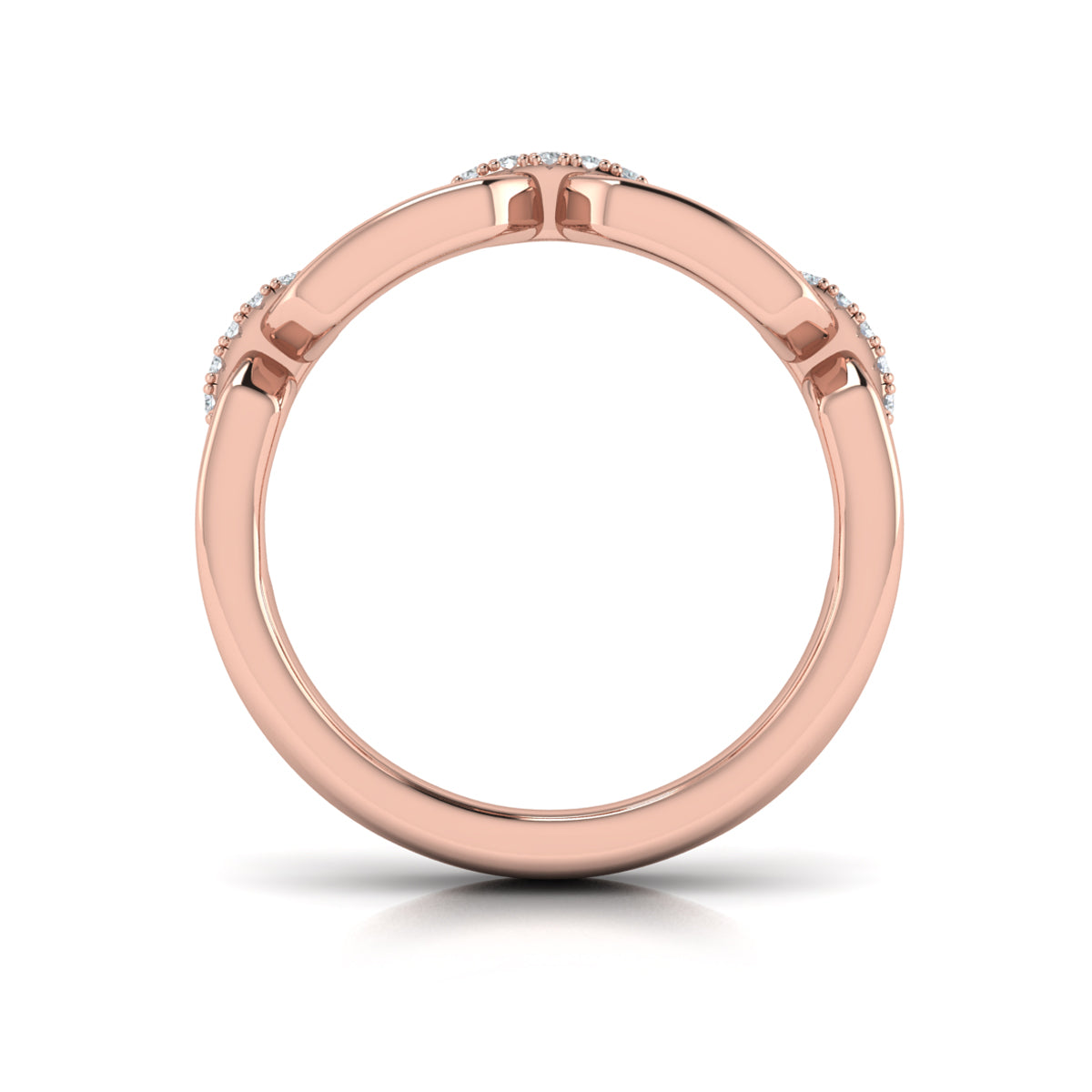 Diamond Accent East West Open Oval Link Ring
