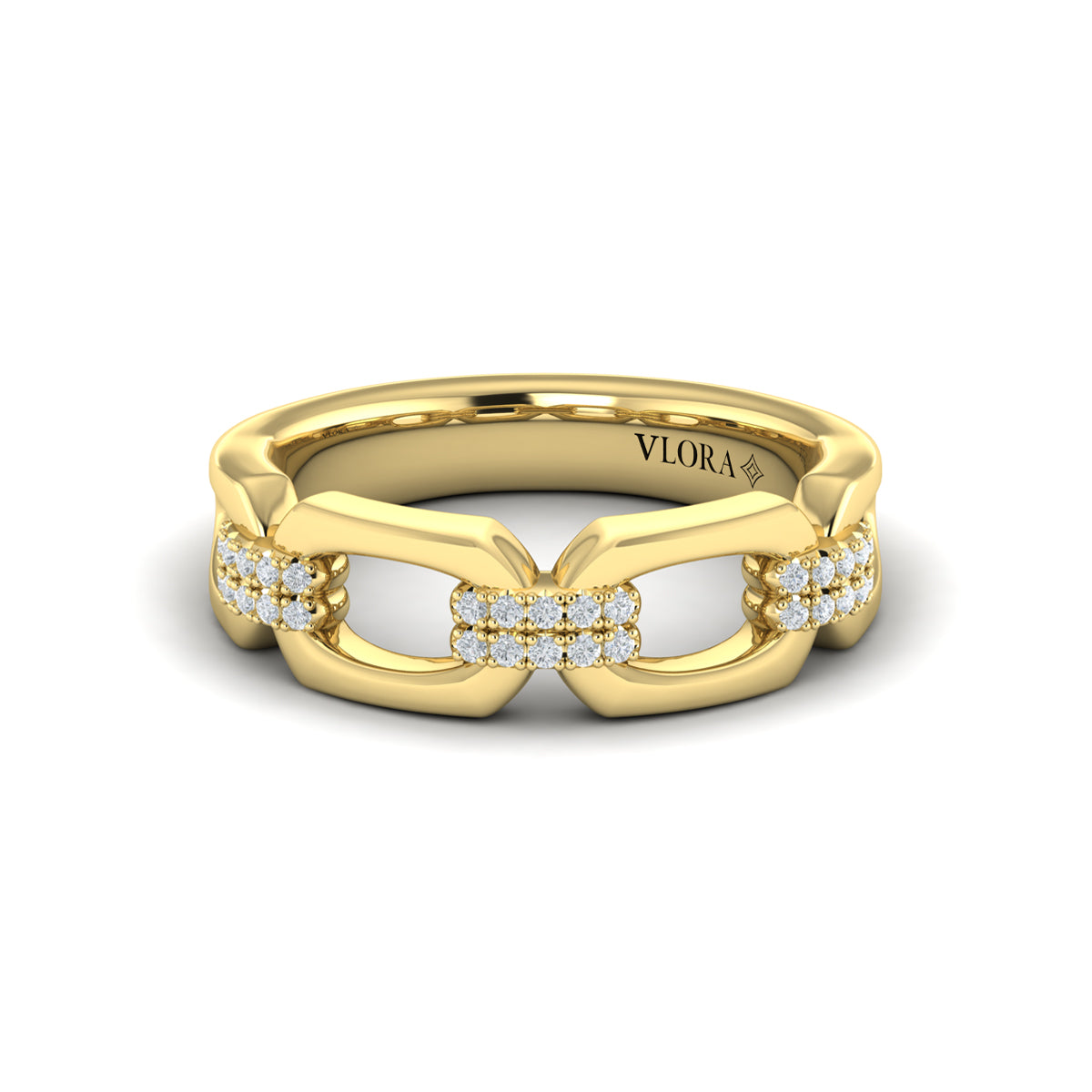 Diamond Accent East West Open Oval Link Ring