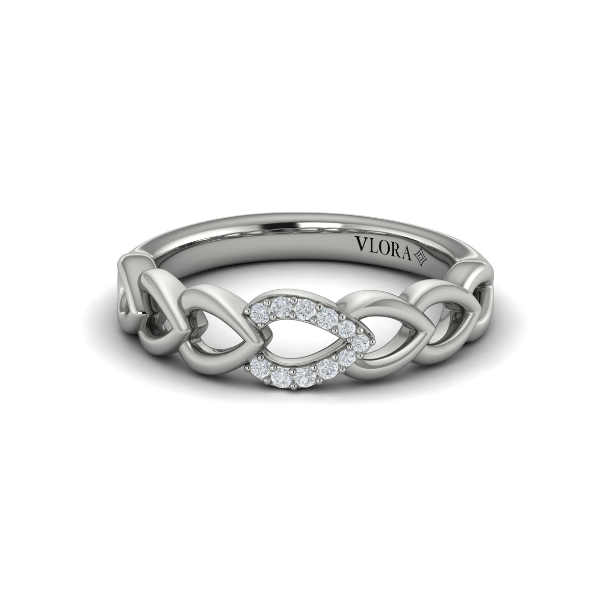 Diamond Accent Open Multi Tear Drop Link Ring