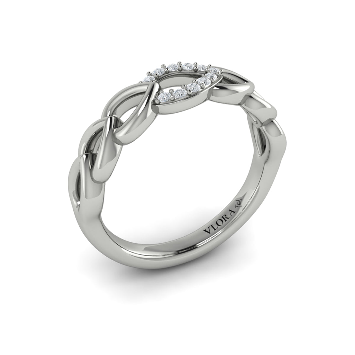 Diamond Accent Open Multi Tear Drop Link Ring