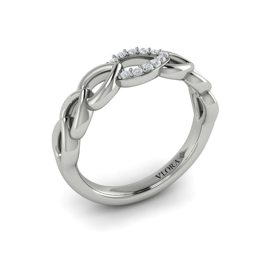 Diamond Accent Open Multi Tear Drop Link Ring
