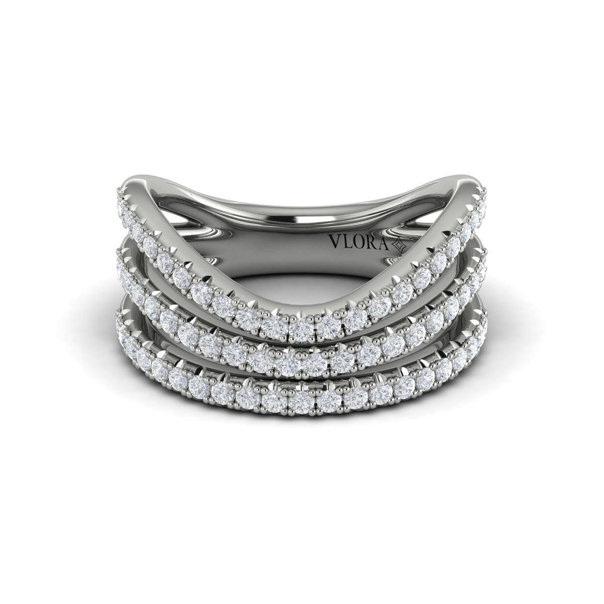 Diamond Multi-Row  Curved Statement Ring