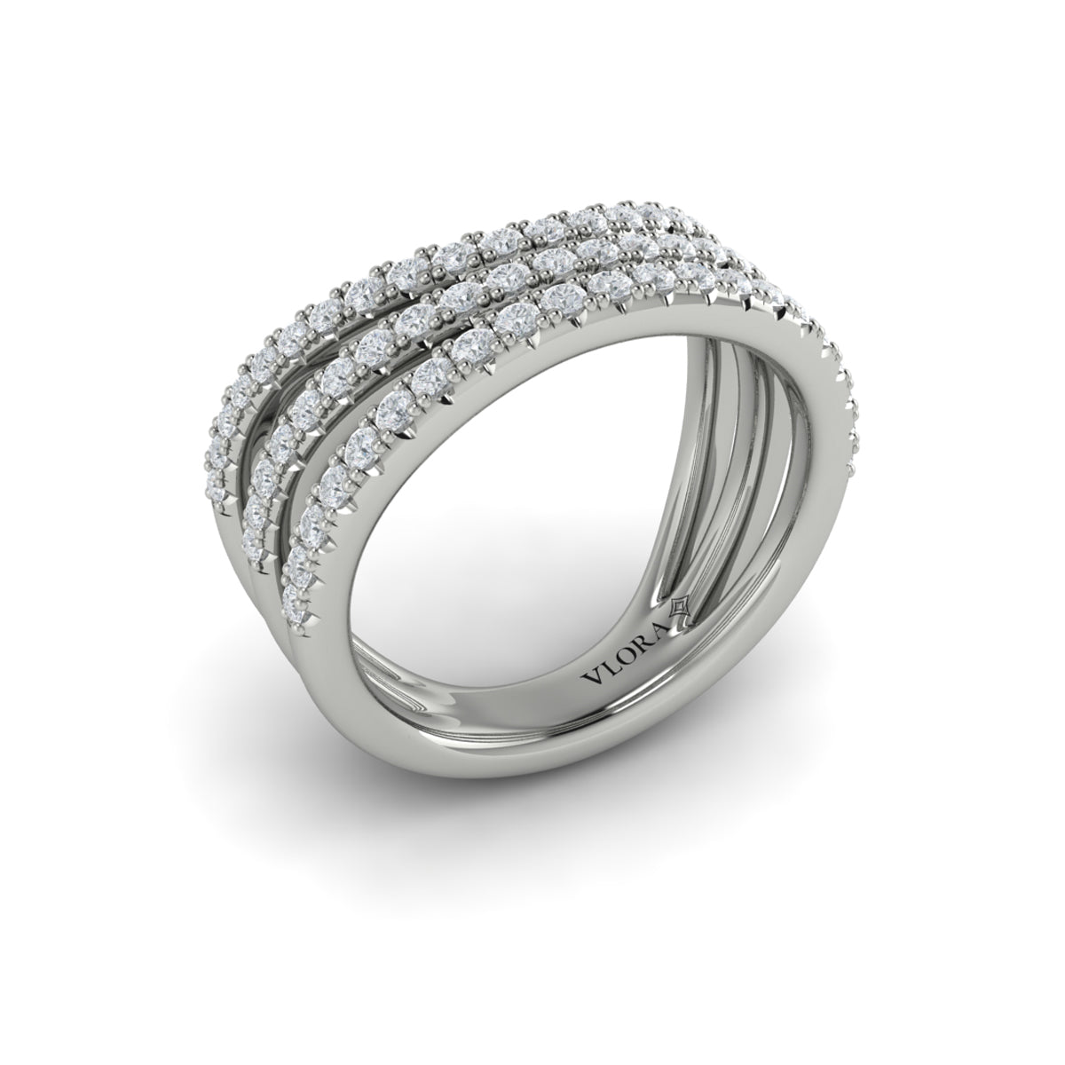 Diamond Multi-Row  Curved Statement Ring