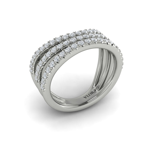 Diamond Multi-Row  Curved Statement Ring