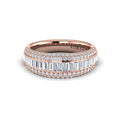 Multi Diamond Baguette and Round Two Row Diamond Ring