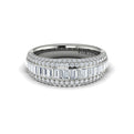 Multi Diamond Baguette and Round Two Row Diamond Ring