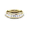 Multi Diamond Baguette and Round Two Row Diamond Ring