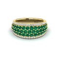 Diamond and Emerald Multi-Row Statement Ring