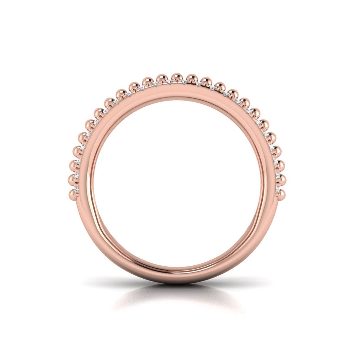 Fluted Band Ring Edged with Diamonds