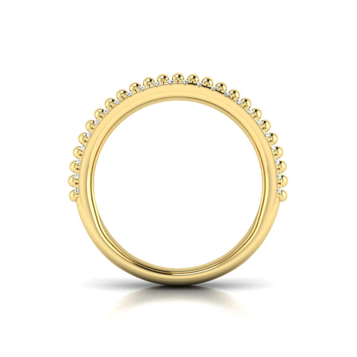 Fluted Band Ring Edged with Diamonds