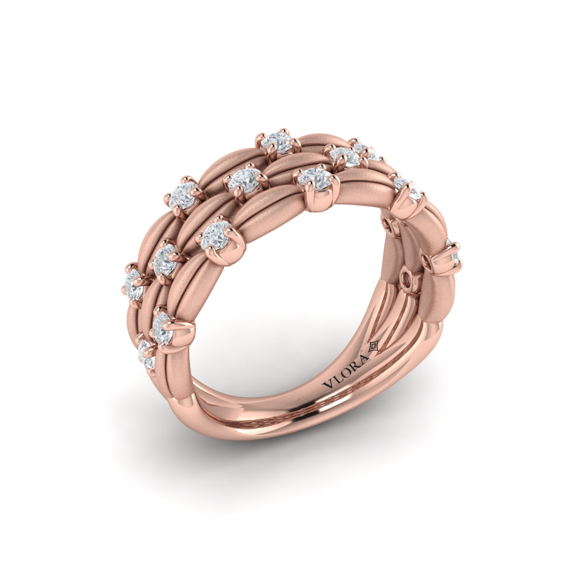 Triple Madeleine Ring with Sanded Finish