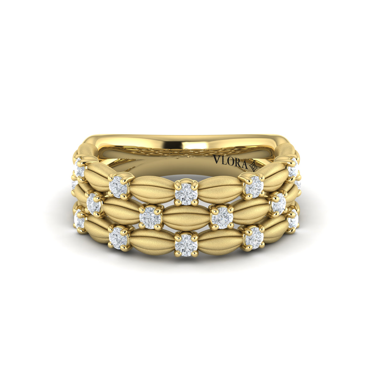 Triple Madeleine Ring with Sanded Finish