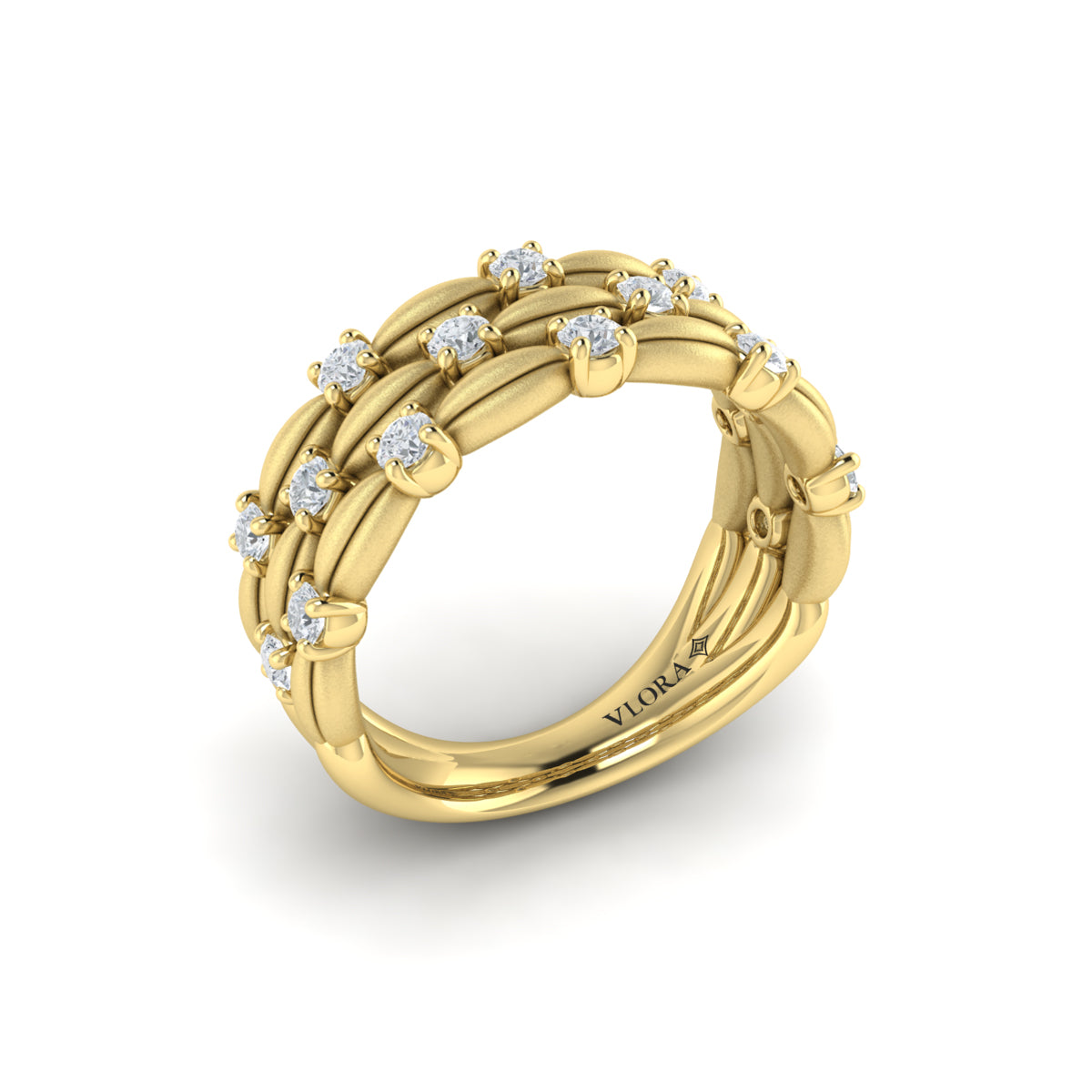 Triple Madeleine Ring with Sanded Finish