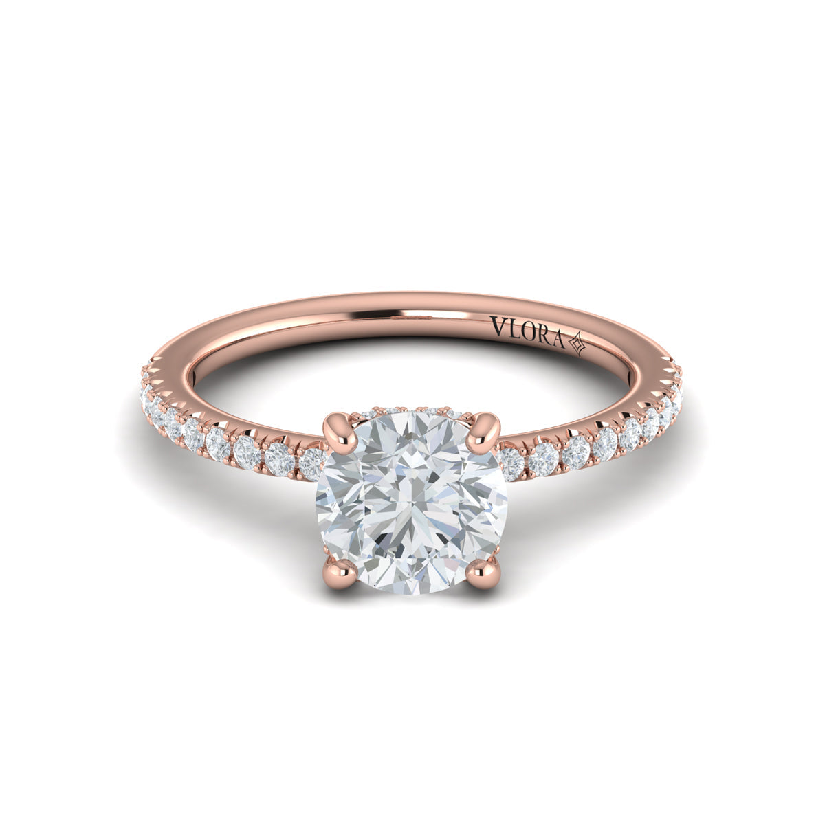 14kt Rose Gold Round Diamond Hidden Halo Engagement Ring