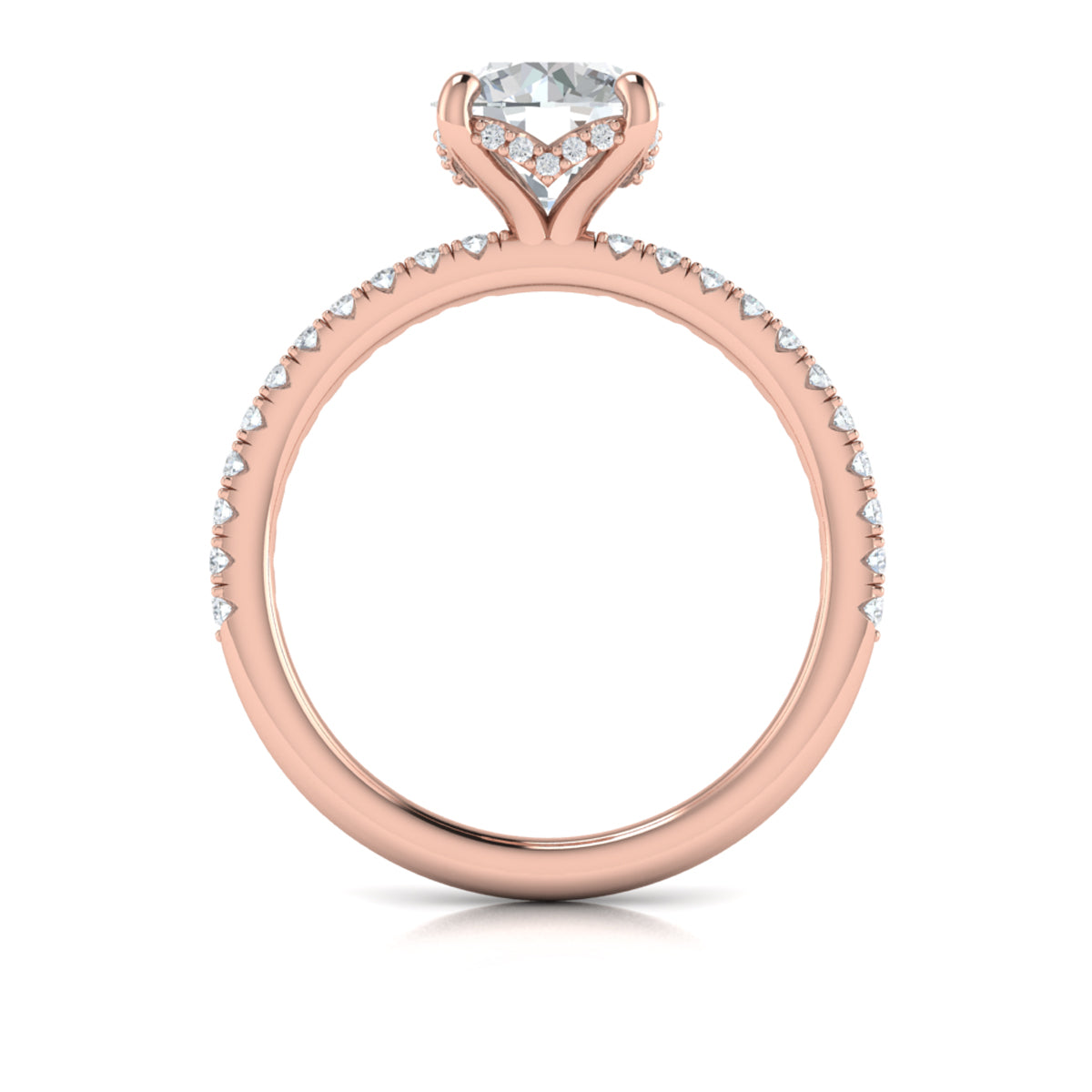 14kt Rose Gold Round Diamond Hidden Halo Engagement Ring