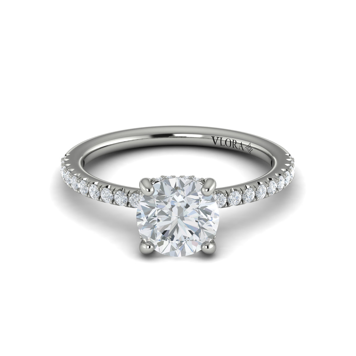 14K White Gold Hidden Halo Diamond Engagement Ring