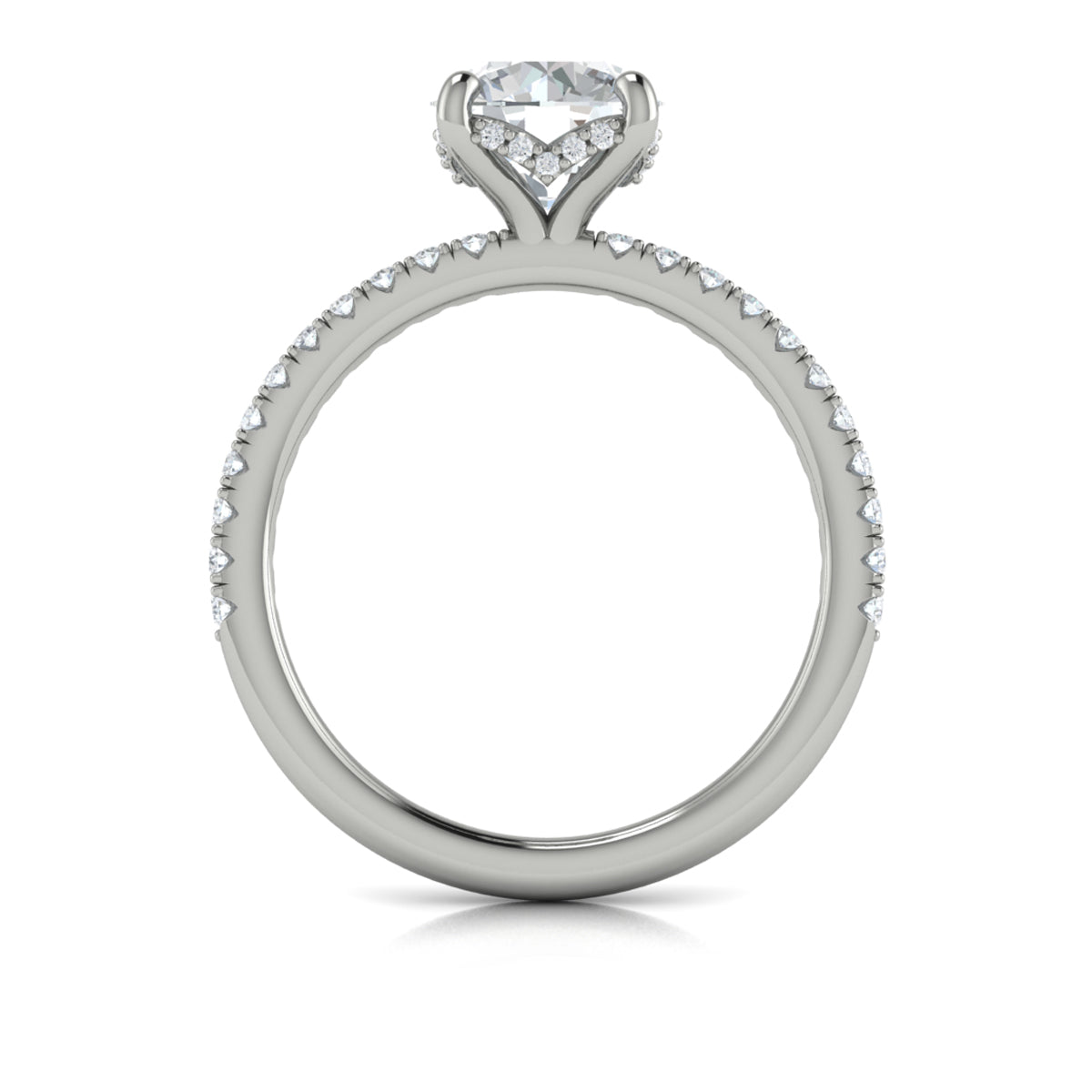 14K White Gold Hidden Halo Diamond Engagement Ring