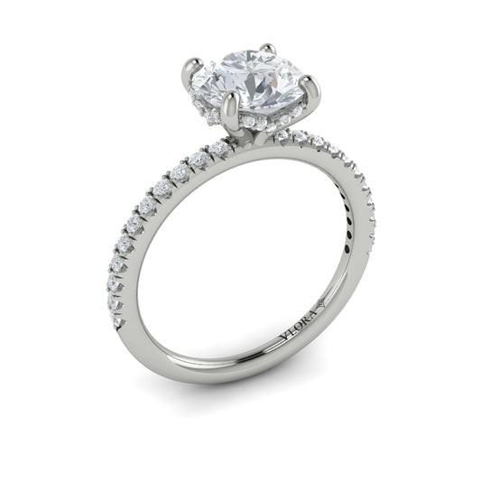 14K White Gold Hidden Halo Diamond Engagement Ring