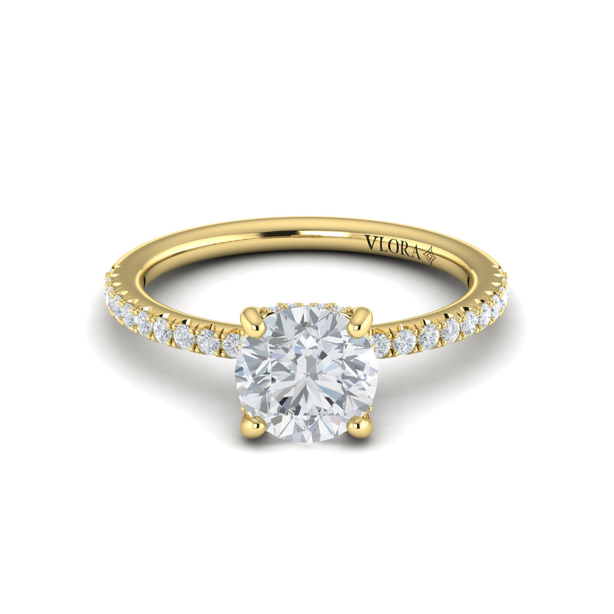 14kt Yellow Gold Round Diamond Hidden Halo Ring