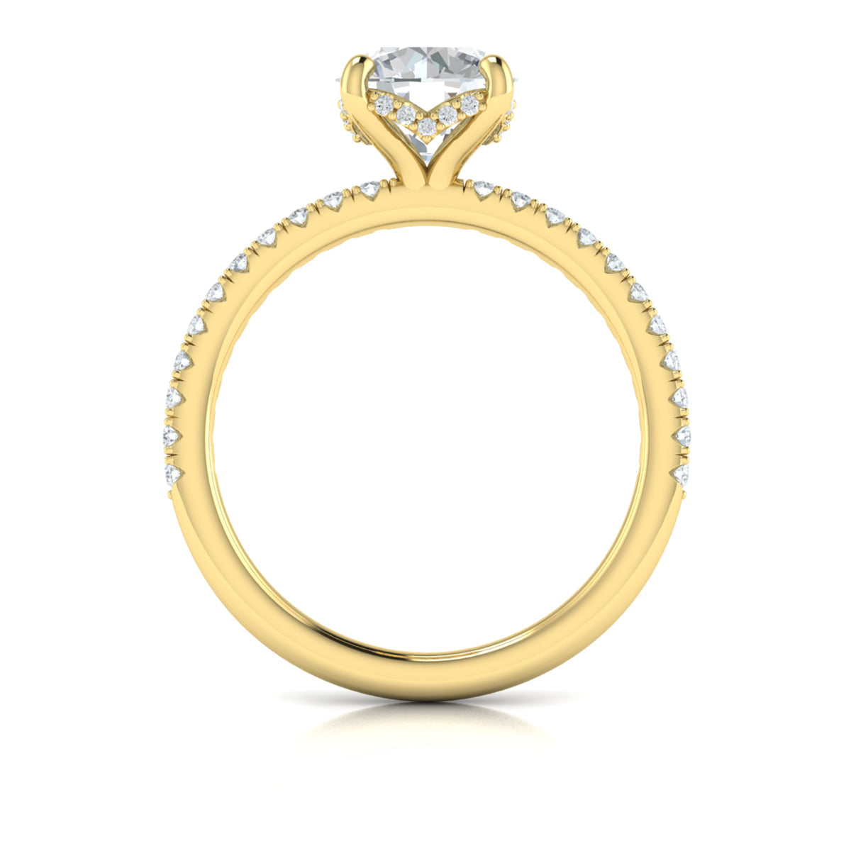 14kt Yellow Gold Round Diamond Hidden Halo Ring